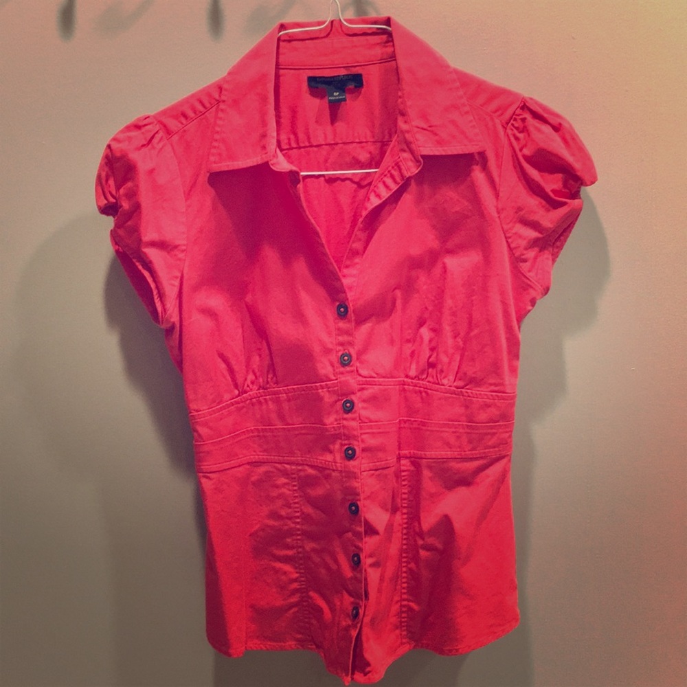 Coral Fitted Waist Top with Cap Sleeves size 6P